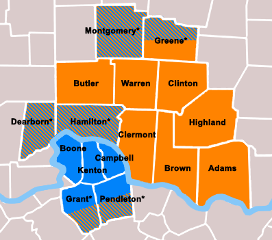 map of OH and KY counties where we build